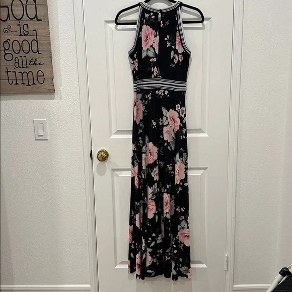 INC International Concepts Black and Pink Floral Maxi Dress - Picture 7 of 10